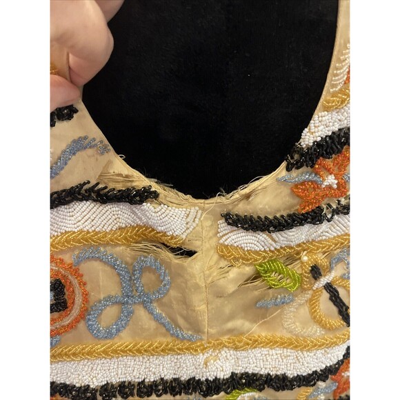 Vintage JO-RO IMPORTS Blouse Heavy Iridescent Beads 50s 60s Butterfly floral 12 - Picture 8 of 16